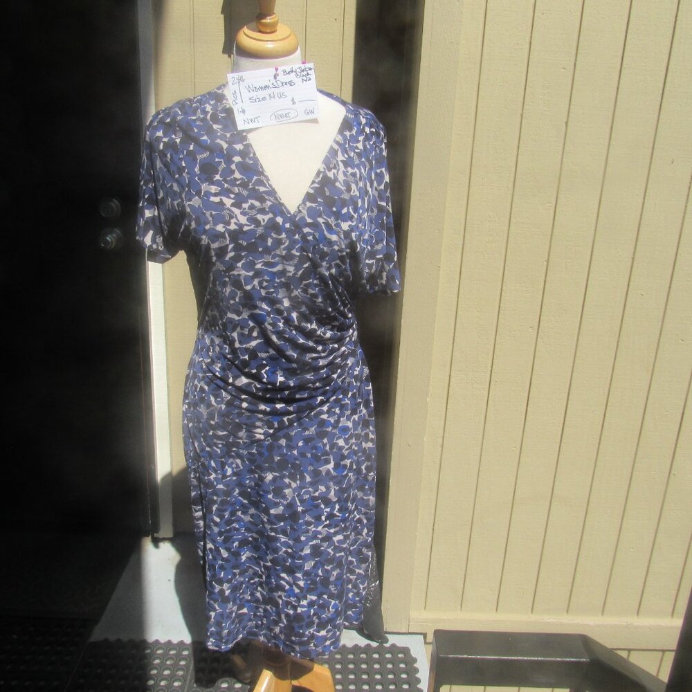 #244  WOMEN'S PATTERNED DRESS BY BETTY JACKSON BLACK  (SIZE 14)